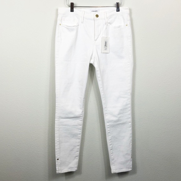 Frame Le Skinny De Jeanne Crop White Sz 30 - Picture 7 of 14